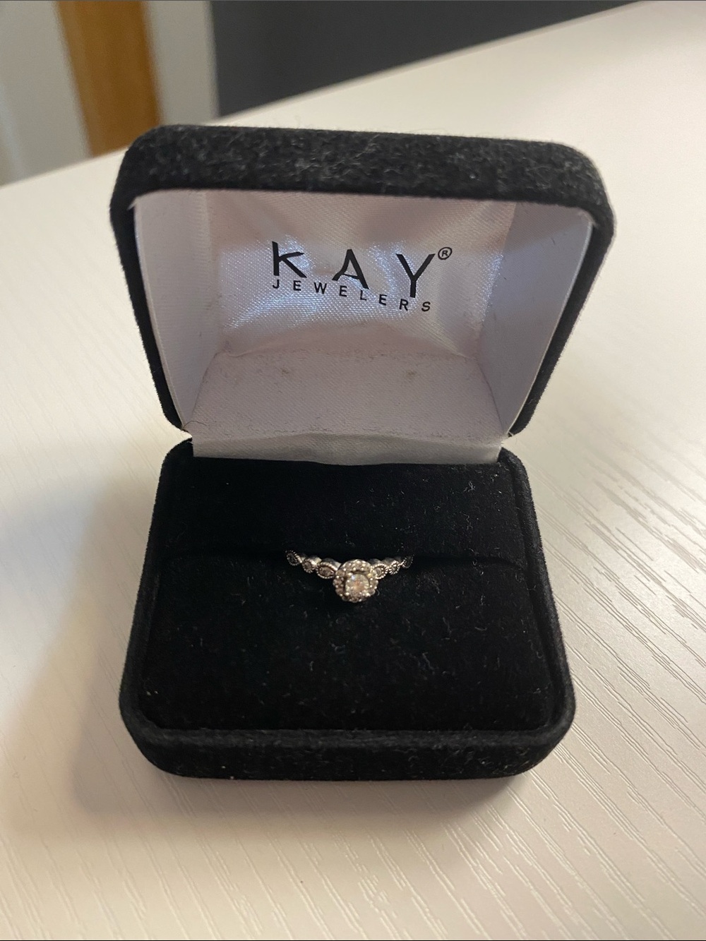 Kay Jewelers Silver Halo Diamond Accent Ring